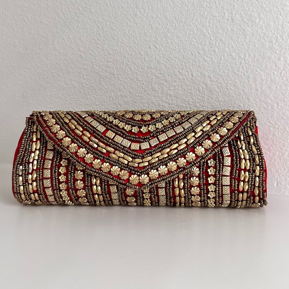 Vintage Red and Gold Clutch